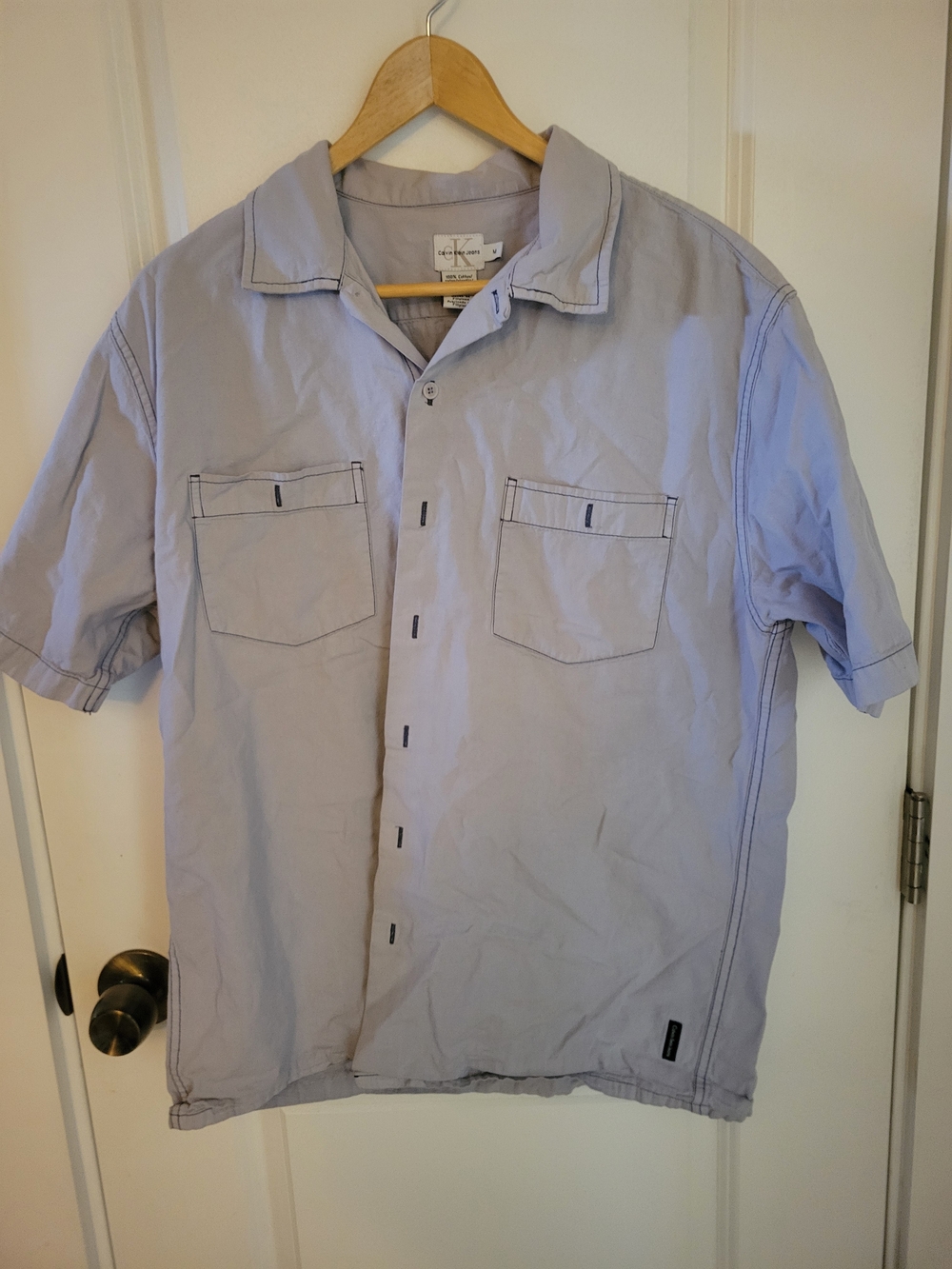 Calvin Klein Light Lavender Short-Sleeve Button-Down Shirt